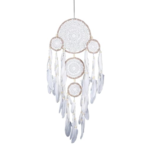 Front Door Decorations, Dream Catchers, Five Ring Dream Catcher, Wall Hangable Boho Dream Catchers Feather Decoration Kids Bedroom Dreamcatcher for Art Craft, 9.84x28.74 inches von Ceprznvey