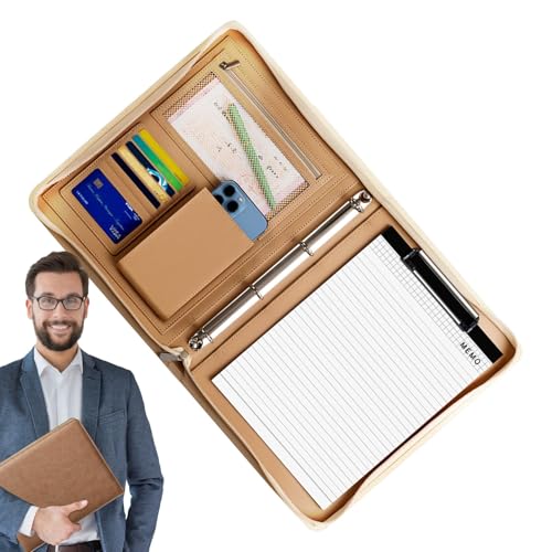 Leder-Padfolio für Männer und Frauen, Stylish Document Holder, A4 Resume Binder Folder, Business Organizer mit Notizbuch, Legal Pad Folio, 35 x 40 cm, Grün, , Blau, Schwarz von Ceprznvey