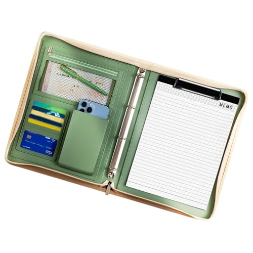 Leder-Padfolio für Männer und Frauen, Stylish Document Holder, A4 Resume Binder Folder, Business Organizer mit Notizbuch, Legal Pad Folio, 35 x 40 cm, Grün, , Blau, Schwarz von Ceprznvey