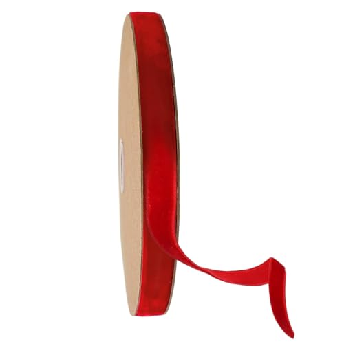 Rotes Samtband, 1,9 cm Hochzeits-Bastelband, Urlaubsband, Frohe Weihnachten, Band zum Verpacken, verschönert Weihnachtsdekorationen für Blumensträuße, 228 x 0,9 x 0,2 cm von Ceprznvey