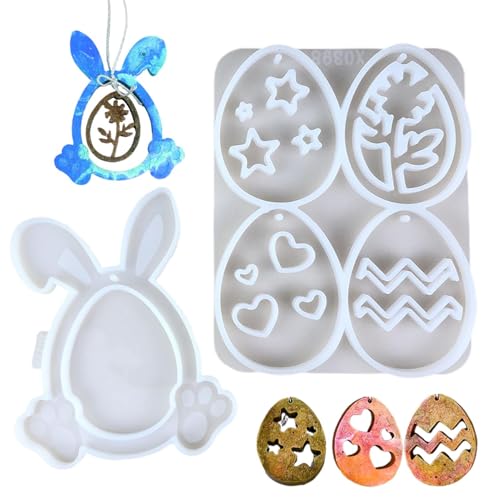 Silikonform mit Bunny Mold, Easter Molds, Bunny Egg Pendant Mold, Rabbit Silicone Easter Ornament Molds, Craft Resin Casting Concrete Clay Mold, Concrete Casting, Epoxidharz Craft Molds von Ceprznvey