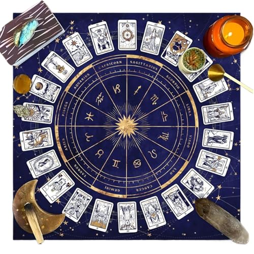 Tarot Altar Cloth, Astrology Oracle Mat, Velvet Short Plush Board Game Square Elegant Pad Delicate Fabric for Reading Divination Cards, Medium and Large Size von Ceprznvey