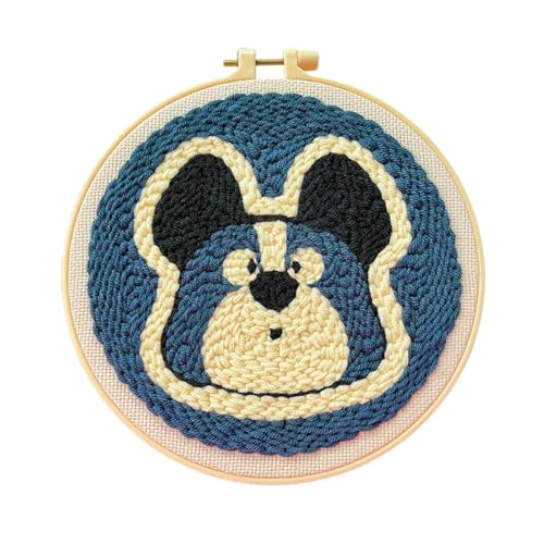 Yarn Punch Coaster, Embroidery Hoop Kit, Tasse Rug Punch Needle Kit, Dog Yarn Punch Coaster Kit, Holiday Craft Kits, Handmade Embroidery Craft with Hoop, 7,87 x 7,87 x 0,39 Zoll für Urlaub und von Ceprznvey