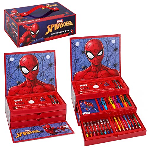 Spiderman Kinder 43-teiliges Malset mit Aquarell-Filzstiften, Buntstiften und Bleistiften, Reiseset für Kinder von Cerdá