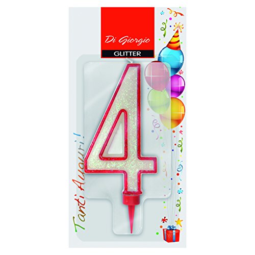 Cereria di Giorgio 58170 64 Kerze-Geburtstag Riesen mit Glitter Anzahl 4 von Cereria di Giorgio