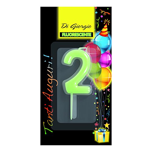 Cereria di Giorgio 5426 62 Kerze-Geburtstag Zahl 2 Neon mit Ständer von Cereria di Giorgio