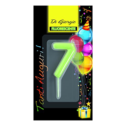 Cereria di Giorgio 5426 67 Kerze-Geburtstag Zahl 7 Neon mit Ständer von Cereria di Giorgio