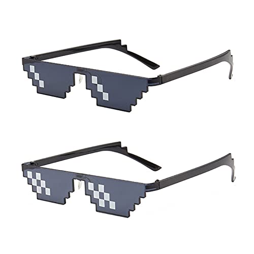 Party Brille Mlg, Party Sonnenbrille Mosaik, Lustige Brille Pixel Sonnenbrille, 2 PCS Pixel Brille Sonnenbrille, Pixel Mosaik Gläser, Coole Thug-brille, Mlg Fun Brille, für Masquerade Halloween von Cerioll