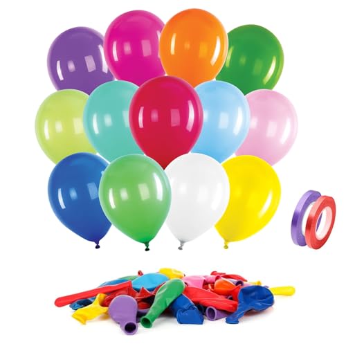 Regenbogen Luftballons, Regenbogen Party Ballons, 100 Packungen Mehrfarbig Latex Ballons Dekoration Latex Ballons für Party Bunte Luftballons Geburtstag Ballons für Kinder Party Dekoration von Cerioll