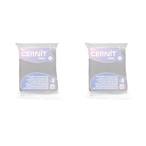 CERNIT CE8656085AMZC – Ein Set mit 2 Stück Polymer-Teigpaste PEARL – Modelliermasse zum Backen, Modelliermasse für Erwachsene – Perlmutt – 2 Blöcke à 56 g von Cernit