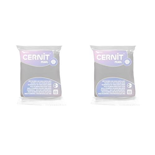 CERNIT CE8656085AMZC - Ein Set mit 2 Stück Polymer-Teigpaste PEARL – Modelliermasse zum Backen, Modelliermasse für Erwachsene – Farbe Perlmutt-Weiß – 2 Blöcke à 56 g von Cernit