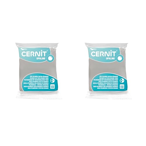 CERNIT CE8856010AMZC Opaline Modelliermasse, 2 Stück, Modelliermasse zum Backen, Weiß, 2 Blöcke à 56 g von Cernit