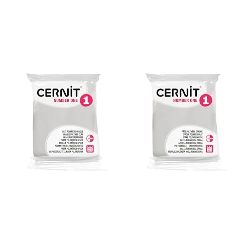 CERNIT CE9056027AMZC Number One Modelliermasse, 2 Stück, Modelliermasse zum Backen – Farbe Weiß blickdicht – 2 Blöcke à 56 g von Cernit