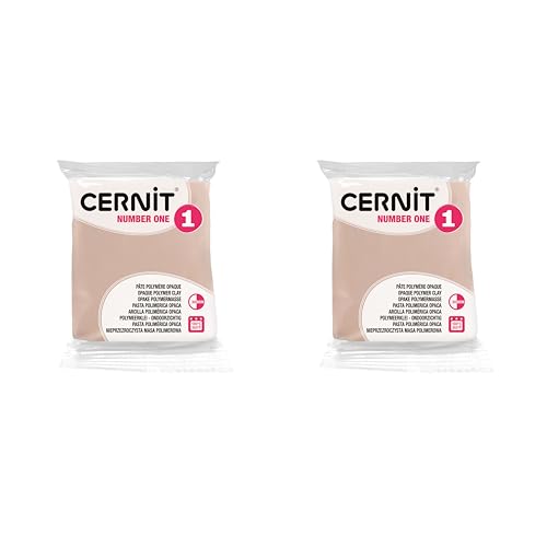 CERNIT CE9056425AMZC – 2 Stück Modelliermasse NUMBER ONE – Modelliermasse zum Backen – Farbe Rosa Beige – 2 Blöcke à 56 g von Cernit