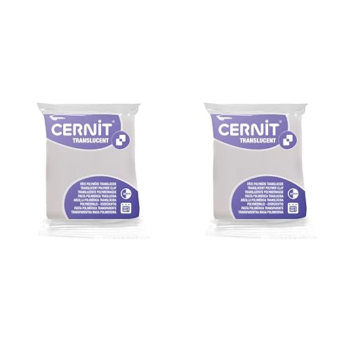 CERNIT CE9256005AMZC – Eine Packung mit 2 transparenten Polymer-Teigblöcken – Modelliermasse zum Backen – Farbe Weiß – 2 Blöcke à 56 g von Cernit