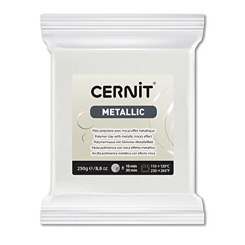 Cernit CE0870250085C - Block Modelliermasse (Polymer) METALLIC, ofenhärtend, sofort gebrauchsfähig, 250g, ideal für DIY, Schmuck & Figuren, für Einsteiger und Hobbykünstler, Perlmutt, 1 Stück von Cernit