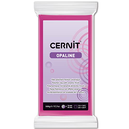 Cernit CE0880500460C - Block Modelliermasse (Polymer) OPALINE, halb transluzent, ofenhärtend, sofort gebrauchsfähig, 500g, ideal für DIY & Schmuck, für Einsteiger & Hobbykünstler Magenta 1 Stück von Cernit