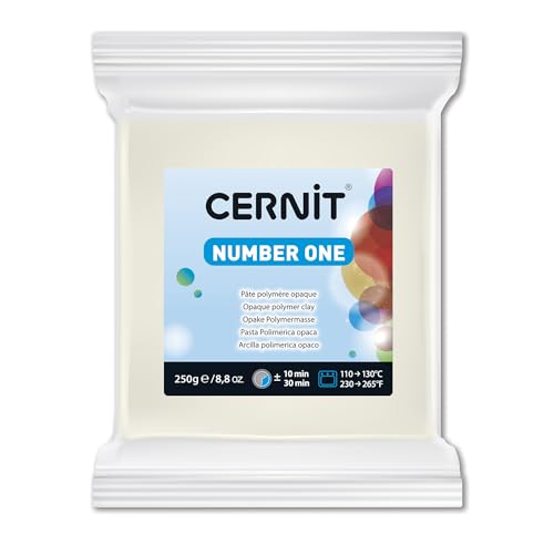 Cernit CE0900250027C - Block Modelliermasse (Polymer) NUMBER ONE, ofenhärtend, sofort gebrauchsfähig, 250g, ideal für DIY, Schmuck & Figuren, für Einsteiger und Hobbykünstler, Deckweiß, 1 Stück von Cernit