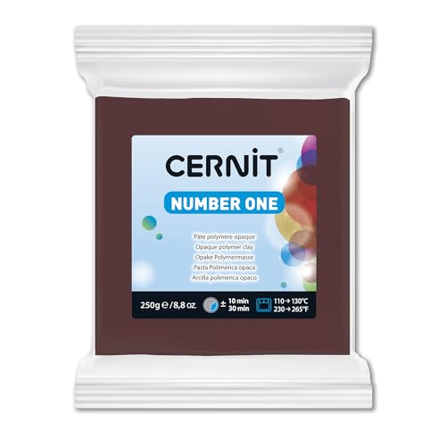 Cernit CE0900250800C - Block Modelliermasse (Polymer) NUMBER ONE, ofenhärtend, sofort gebrauchsfähig, 250g, ideal für DIY, Schmuck & Figuren, für Einsteiger und Hobbykünstler, Braun, 1 Stück von Cernit