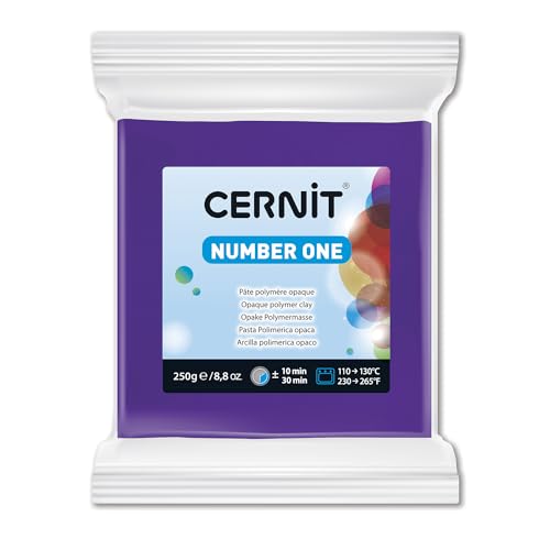 Cernit CE0900250900C - Block Modelliermasse (Polymer) NUMBER ONE, ofenhärtend, sofort gebrauchsfähig, 250g, ideal für DIY, Schmuck & Figuren, für Einsteiger und Hobbykünstler, Violett, 1 Stück von Cernit