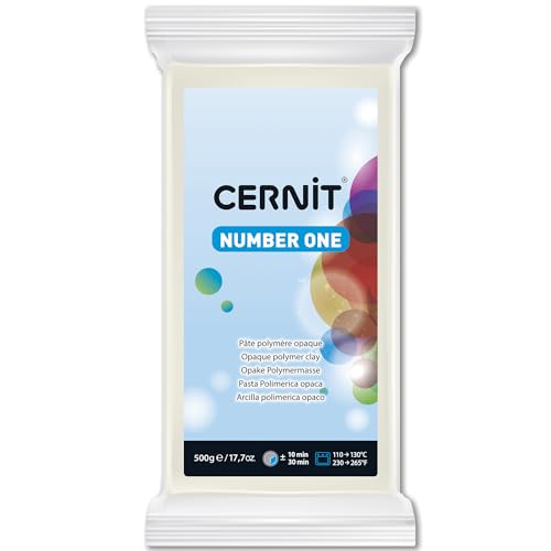 Cernit CE0900500027C - Block Modelliermasse (Polymer) NUMBER ONE, ofenhärtend, sofort gebrauchsfähig, 500g, ideal für DIY, Schmuck & Figuren, für Einsteiger und Hobbykünstler, Deckweiß, 1 Stück von Cernit