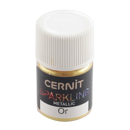 Cernit CE6100005050C - Dose Pigmentpulver 5g, SPARKLING METALLIC, für Modelliermasse (Polymer) & Epoxidharz geeignet, ideal für die Malerei, DIY- und Bastelprojekte, Gold mit Metalleffekt, 1 Stück von Cernit