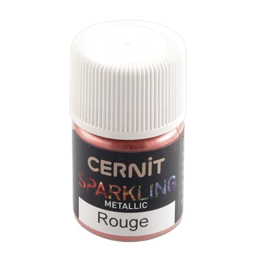 Cernit CE6100005400C - Dose Pigmentpulver 5g, SPARKLING METALLIC, für Modelliermasse (Polymer) & Epoxidharz geeignet, ideal für die Malerei, DIY- und Bastelprojekte, Rot mit Metalleffekt, 1 Stück von Cernit