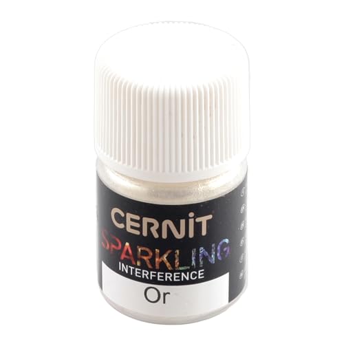 Cernit CE6110005050C - Dose Pigmentpulver 5g, SPARKLING INTERFERENCE, für Modelliermasse (Polymer) & Epoxidharz geeignet, ideal für die Malerei, DIY- und Bastelprojekte, Gold Perlmutt, 1 Stück von Cernit