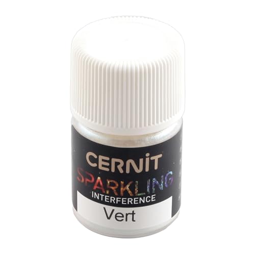 Cernit CE6110005600C - Dose Pigmentpulver 5g, SPARKLING INTERFERENCE, für Modelliermasse (Polymer) & Epoxidharz geeignet, ideal für die Malerei, DIY- und Bastelprojekte, Grün Perlmutt, 1 Stück von Cernit