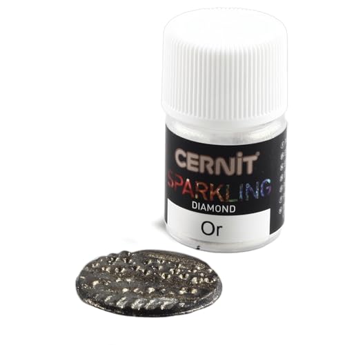 Cernit CE6120005050C - Dose Pigmentpulver 5g, SPARKLING DIAMOND, für Modelliermasse (Polymer) & Epoxidharz geeignet, ideal für die Malerei, DIY- und Bastelprojekte, Gold Extra-glänzend, 1 Stück von Cernit