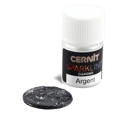 Cernit CE6120005080C - Dose Pigmentpulver 5g, SPARKLING DIAMOND, für Modelliermasse (Polymer) & Epoxidharz geeignet, ideal für die Malerei, DIY- und Bastelprojekte, Silber Extra-glänzend, 1 Stück von Cernit