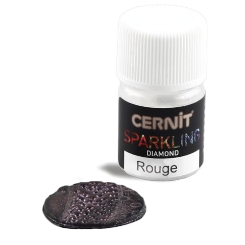 Cernit CE6120005400C - Dose Pigmentpulver 5g, SPARKLING DIAMOND, für Modelliermasse (Polymer) & Epoxidharz geeignet, ideal für die Malerei, DIY- und Bastelprojekte, Rot Extra-glänzend, 1 Stück von Cernit