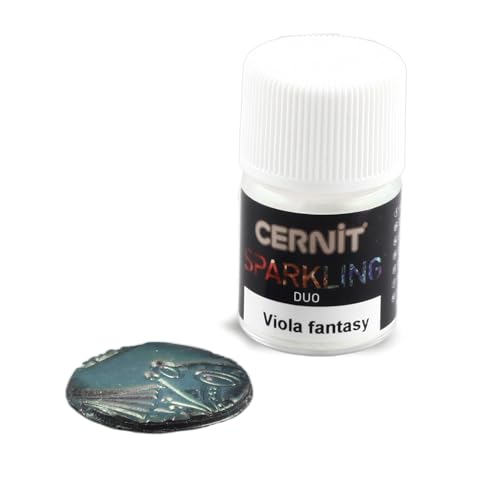 Cernit CE6130002002C - Dose Pigmentpulver 5g, SPARKLING DUO, für Modelliermasse (Polymer) & Epoxidharz geeignet, ideal für die Malerei, DIY- und Bastelprojekte, Viola Fantasy, 1 Stück von Cernit
