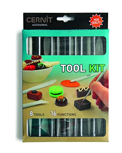 Cernit CE906C - Set mit 8 Modellierklingen / Modellierstäbe, speziell für die Verwendung mit Modelliermasse (Polymer) entwickelt, leicht zu reinigen, ideal für DIY- und Bastelprojekte, Weiß, 1 Set von Cernit