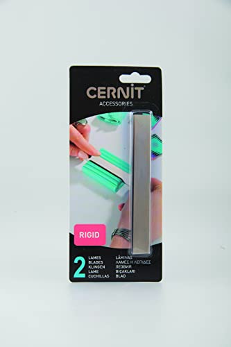 Cernit CE908C - Set mit 2 Modellierklingen aus Metall, starr, speziell für die Verwendung mit Modelliermasse (Polymer) entwickelt, leicht zu reinigen, ideal für Bastelprojekte, Metallgrau, 1 Set von Cernit