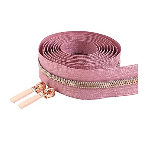 2 Meter 5# Rosegold Zähne Reißverschlussschieber Nylon Reißverschlüsse Zelt Kleidung Reparatur Kits DIY Nähzubehör, Fuchsie, 2 Meter + 4 Schieber von Cerobit