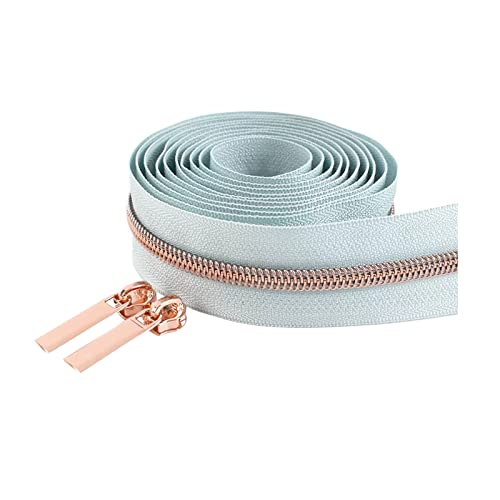 2 Meter 5# Rosegold Zähne Reißverschlussschieber Nylon Reißverschlüsse Zelt Kleidung Reparatur Kits DIY Nähzubehör, Hellblau, 2 Meter + 4 Schieber von Cerobit