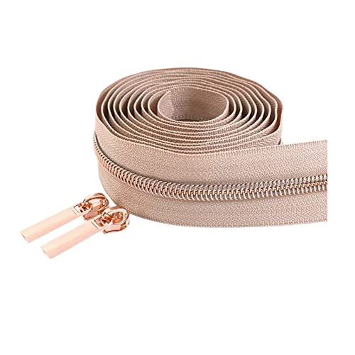 2 Meter 5# Rosegold Zähne Reißverschlussschieber Nylon Reißverschlüsse Zelt Kleidung Reparatur Kits DIY Nähzubehör, Tan, 2 Meter + 4 Schieber von Cerobit