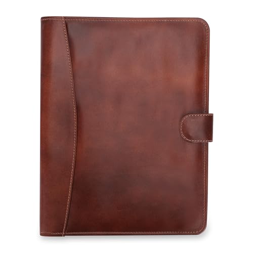 CestAntiQ Leder-Padfolio-Ordner, handgefertigt, Vollnarbenpapier, robust, rustikal, für Lebenslauf, Vorstellungsgespräche, A4, Business-Dokumentenmappe für Männer und Frauen (Wein) von CestAntiQ