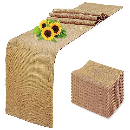 Cetfuro 10 Stück Natürliche Sackleinen-Tischdecke, 30,5 X 182,9 cm, Rustikale Tischdecke und Tischset, Große Menge für Partys, Thanksgiving von Cetfuro