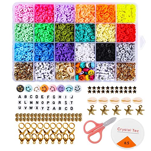 Cetfuro 3600Pcs / Box 6Mm Tonarmband Perlen für Schmuckherstellung Kit,Flache Runde Weichen Lehm Perlen DIY Handgemachtes ZubehöR von Cetfuro