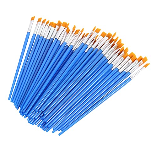 Cetfuro Pinsel Set 50 StüCk Kinder Nylon Flach Haar Kleine ÖL Aquarell KüNstler Malerei Kits Bulk für Kinder von Cetfuro