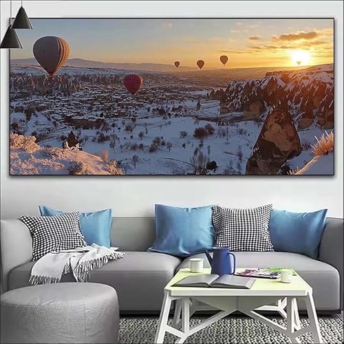 Ballon Malen Nach Zahlen Erwachsene Kit, Malen Nach Zahlen See Anfänger DIY Paint by Numbers mit Pinseln und Acrylfarben, DIY Ölgemälde Leinwand Basteln Set für Wall Deco (Ohne Rahmen) 20x60cm V-555 von Cexeqee