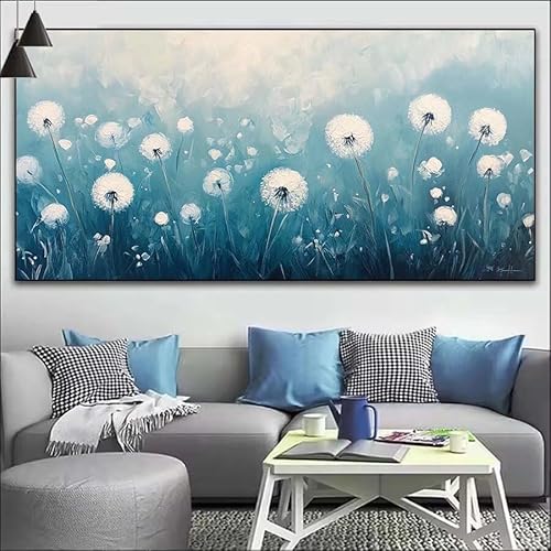 Blau Malen Nach Zahlen Erwachsene Kit, Malen Nach Zahlen Blume Anfänger DIY Paint by Numbers mit Pinseln und Acrylfarben, DIY Ölgemälde Leinwand Basteln Set für Wall Deco (Ohne Rahmen) 20x60cm V-474 von Cexeqee