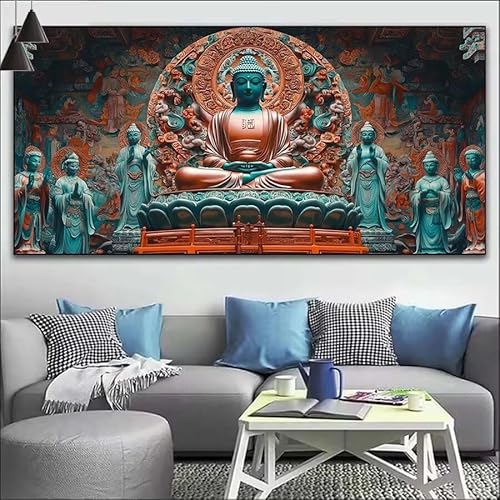 Buddha Malen Nach Zahlen Erwachsene Kit, Malen Nach Zahlen Anfänger DIY Paint by Numbers mit Pinseln und Acrylfarben, DIY Ölgemälde Leinwand Basteln Set für Wall Deco (Ohne Rahmen) 20x60cm V-416 von Cexeqee