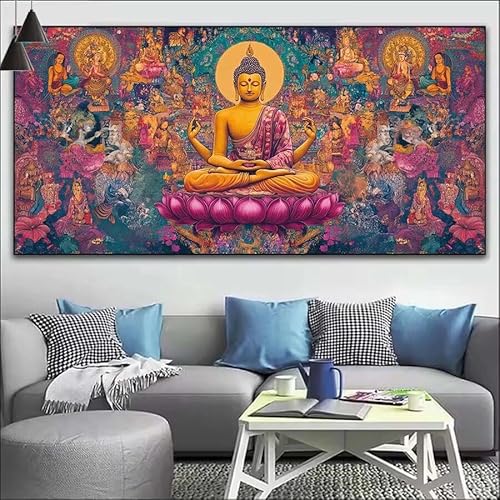 Buddha Malen Nach Zahlen Erwachsene Kit, Malen Nach Zahlen Blume Anfänger DIY Paint by Numbers mit Pinseln und Acrylfarben, DIY Ölgemälde Leinwand Basteln Set für Wall Deco (Ohne Rahmen) 20x60cm V-419 von Cexeqee