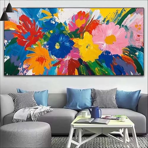 Bunt Malen Nach Zahlen Erwachsene Kit, Malen Nach Zahlen Blume Anfänger DIY Paint by Numbers mit Pinseln und Acrylfarben, DIY Ölgemälde Leinwand Basteln Set für Wall Deco (Ohne Rahmen) 20x60cm V-514 von Cexeqee