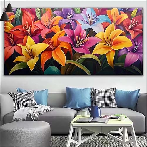 Bunt Malen Nach Zahlen Erwachsene Kit, Malen Nach Zahlen Blume Anfänger DIY Paint by Numbers mit Pinseln und Acrylfarben, DIY Ölgemälde Leinwand Basteln Set für Wall Deco (Ohne Rahmen) 20x60cm V-423 von Cexeqee