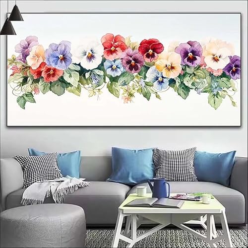 Bunt Malen Nach Zahlen Erwachsene Kit, Malen Nach Zahlen Blume Anfänger DIY Paint by Numbers mit Pinseln und Acrylfarben, DIY Ölgemälde Leinwand Basteln Set für Wall Deco (Ohne Rahmen) 20x60cm V-427 von Cexeqee