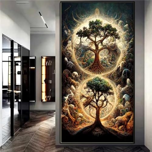 Cexeqee Diamond Painting Set for Adults and Children,Baum Des Lebens Large 5D DIY Full Drill Diamond Painting 70x140cm Round/Square Rhinestone Embroidery Diamond Art kits for Home Decor Gifts28x56in von Cexeqee